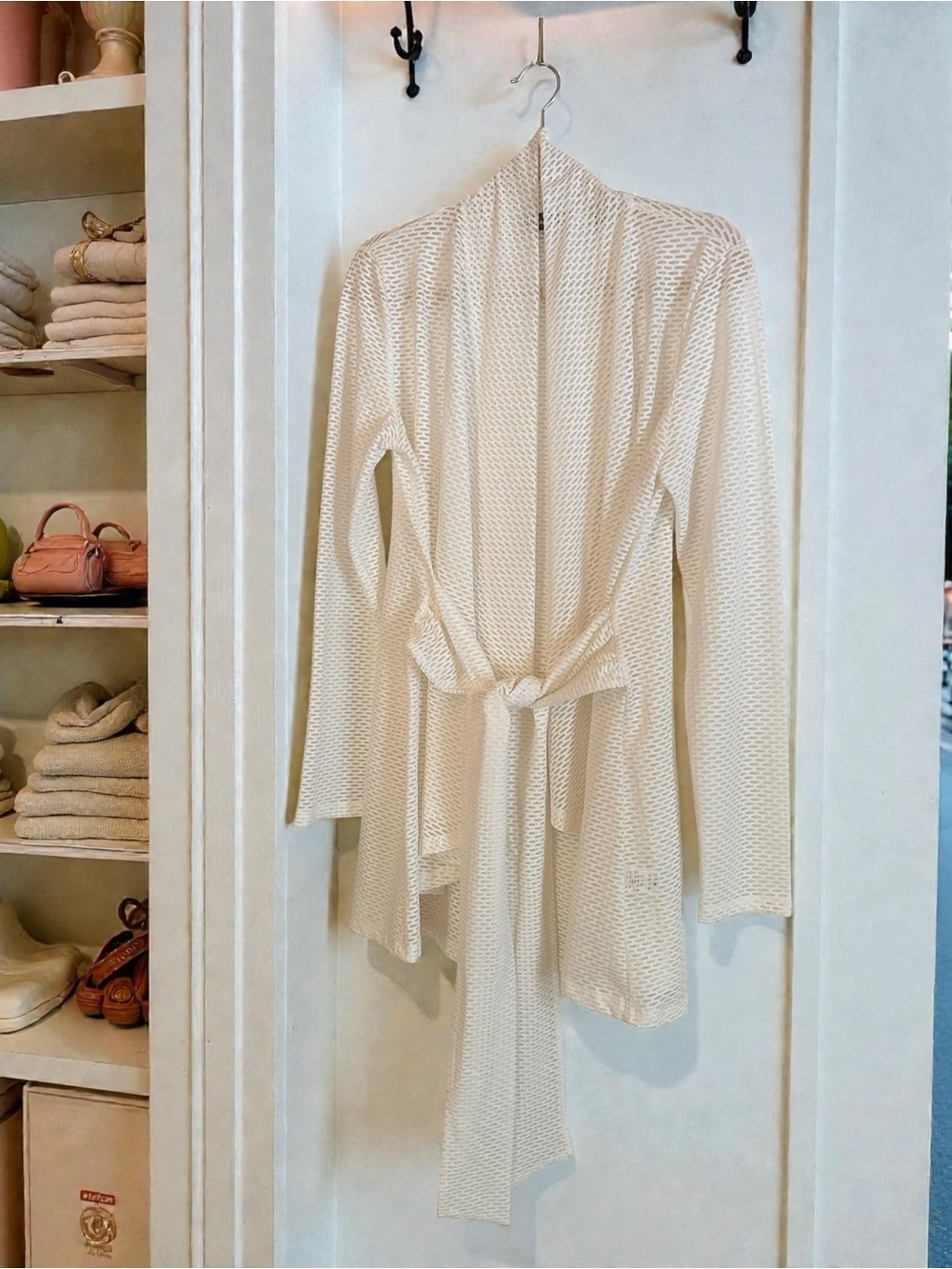 Neiman Marcus Textured White Robe or Beach Cover Up